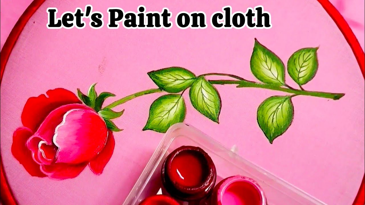 Rose Painting on Cloth | Red Rose 🌹 Painting | Single Rose painting tutorial