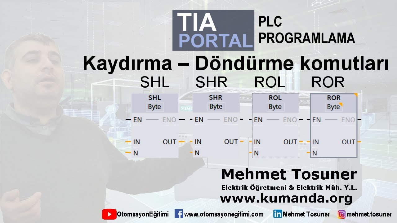 TiaPortal Kaydırma – Döndürme komutları SHL SHR ROL ROR - #elektrik #otomasyon #plc #tiaportal