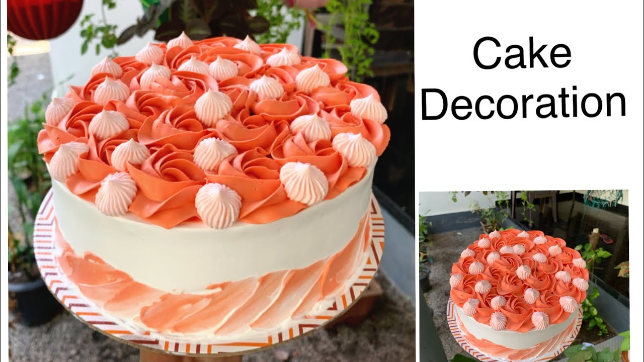 Simple rosette design#palette knife design #cakedecoration #rosettecake