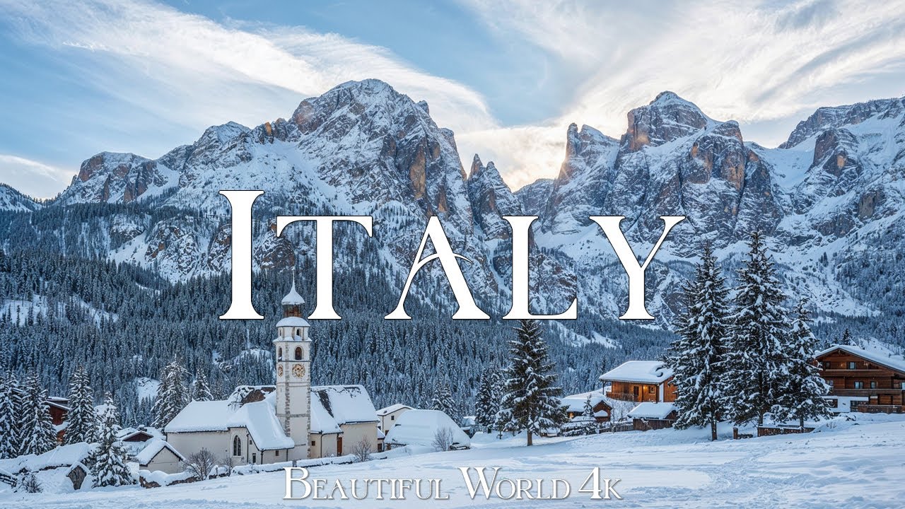 Italy 4K | Snow Covered Dolomites and Peaceful Alpine Winter Landscapes