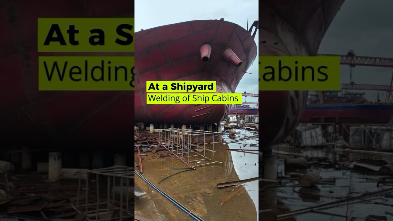 Welding of ship cabins at a shipyard#Weldingtypes #shipyard #welding #shipbuilding