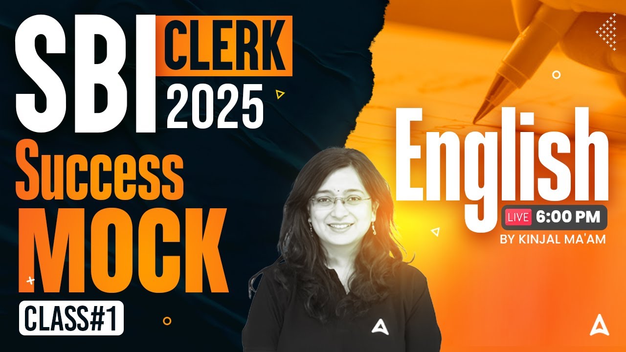 SBI Clerk 2025 Prelims | SBI Clerk English Success Mock #1 | English By Kinjal Ma'am