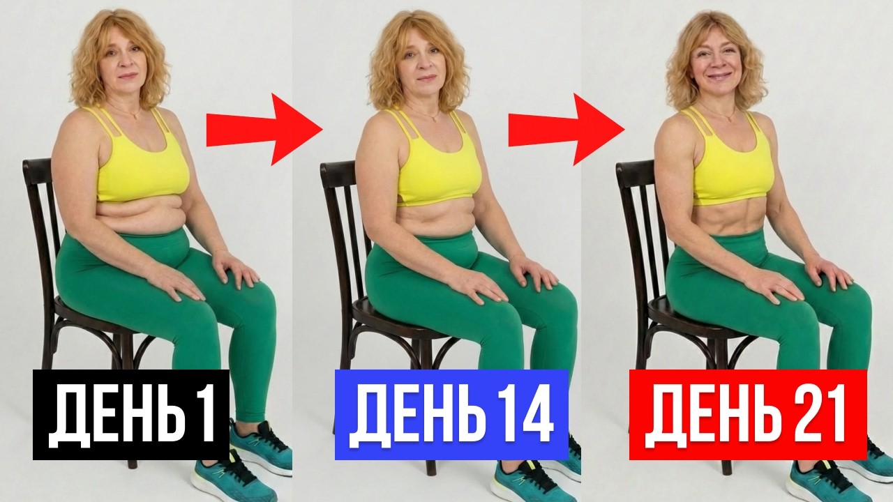 🔥 10-минутная тренировка на стуле для 50+! Живот уходит, мощное ПОХУДЕНИЕ
