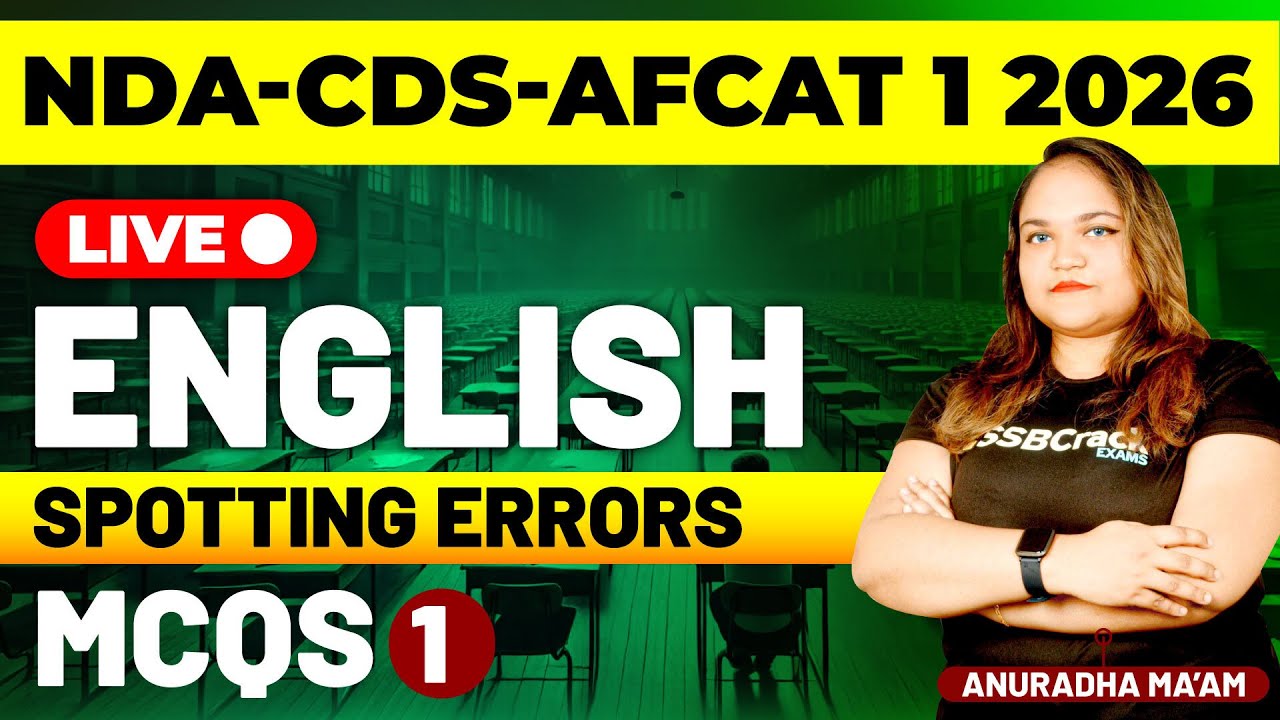 NDA-CDS-AFCAT 1 2026 Exam English Live - Spotting Errors MCQs - Class 1