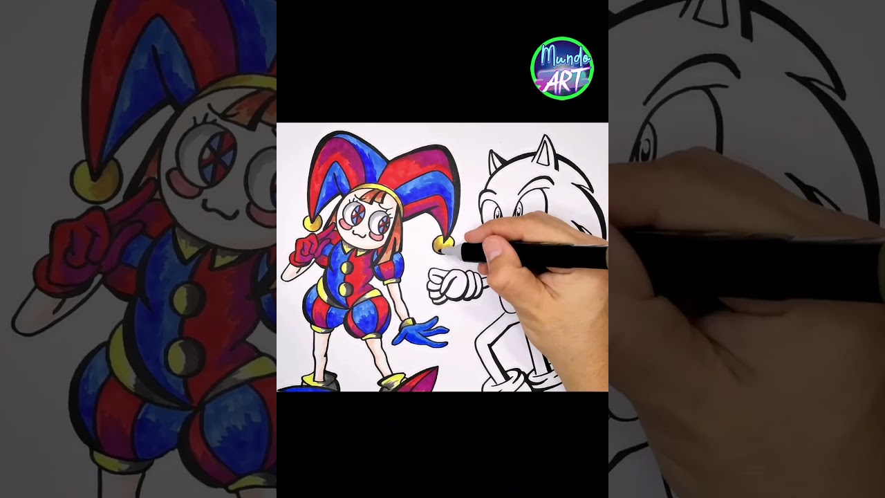 😍C&oacute;mo DIBUJAR y COLOREAR a SONIC y POMNI ENAMORADOS | #mundoart
