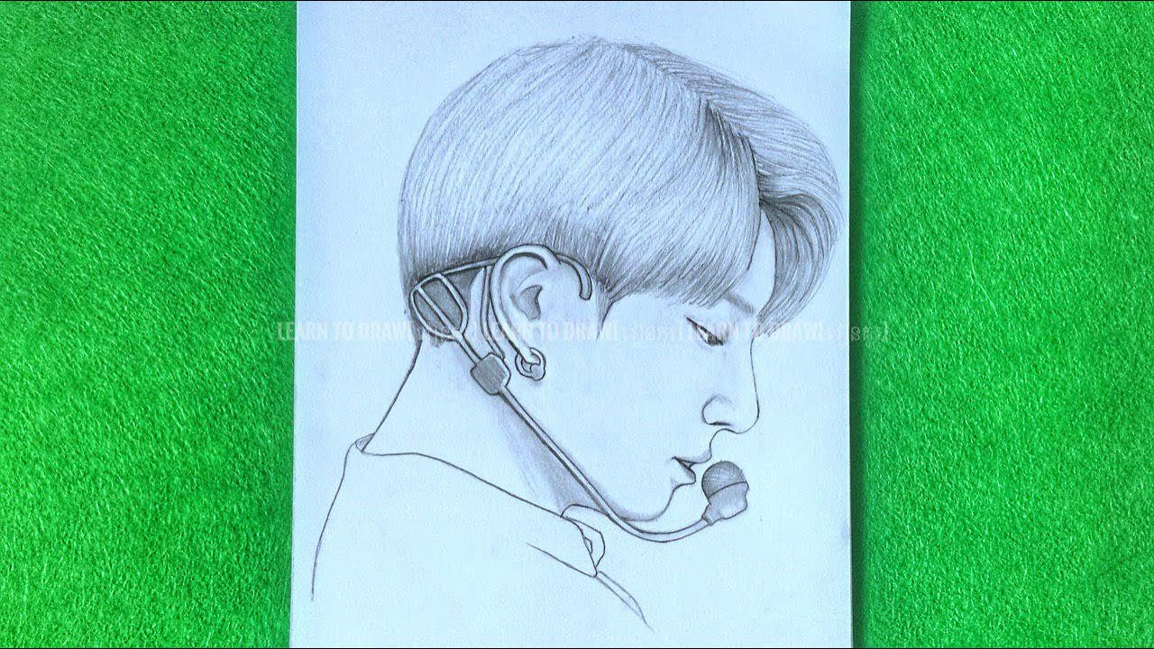 How to draw Jungkook BTS || BTS pencil sketch || drawing for beginner || រៀនគូរ