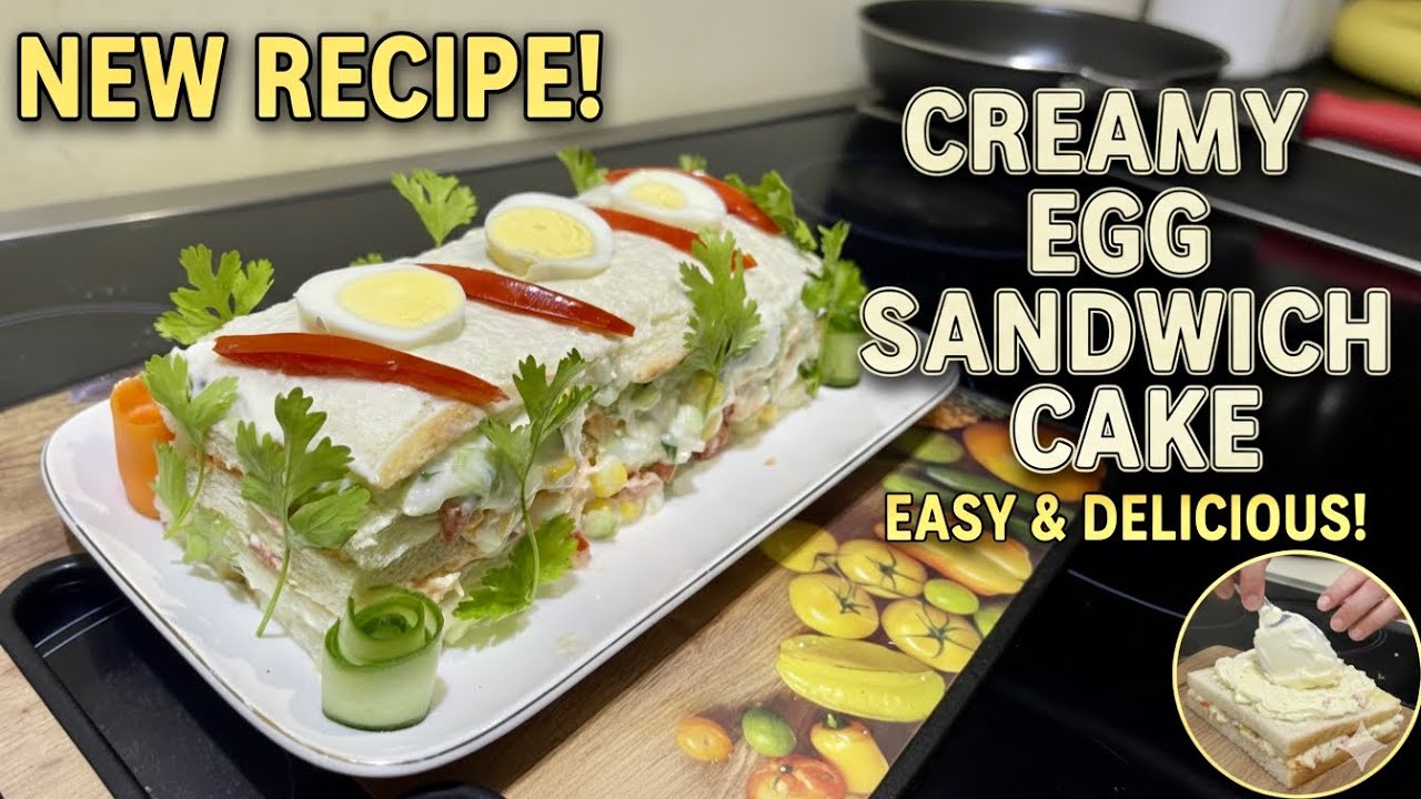 No Bake Chicken Sandwich Cake! Swedish Smorgastarta Recipe by Cooking with Hina