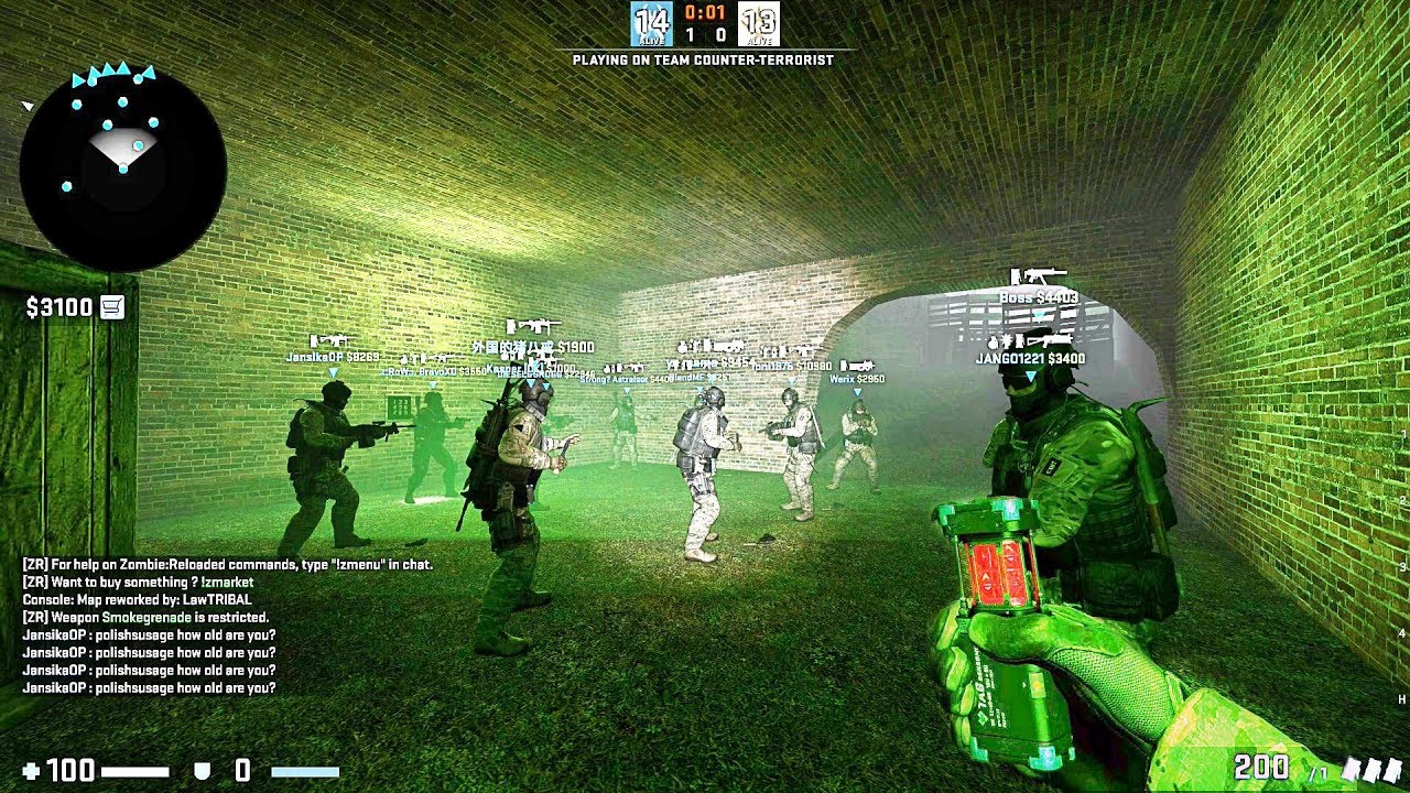 CS:GO · Мод на выживание в зомби: карта zm_dust2_bloodmoon · Сервер RoW
