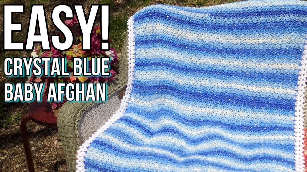 EASY Crystal Blue Baby Afghan - Blanket - Crochet Tutorial - Ice Yarn Magic Glitz