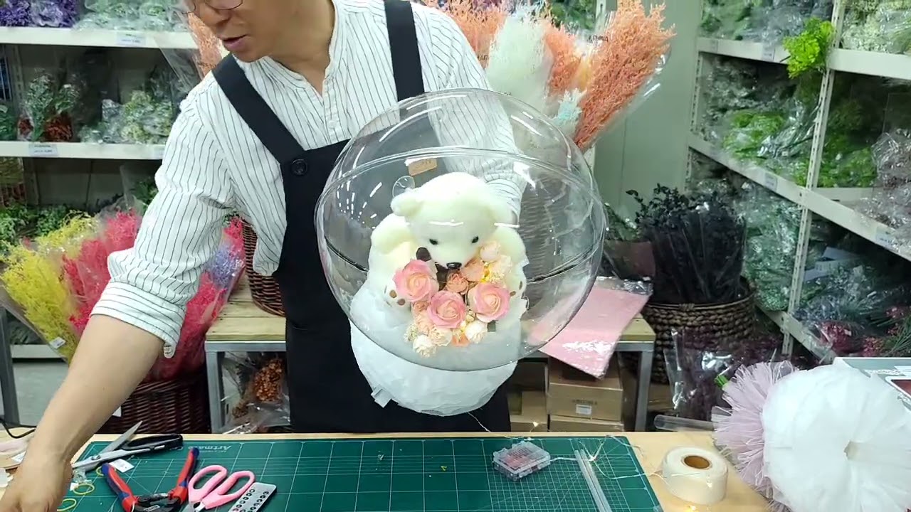 디자인쁘렝땅 PET풍선 30cm로 곰인형 꽃다발 만들기
