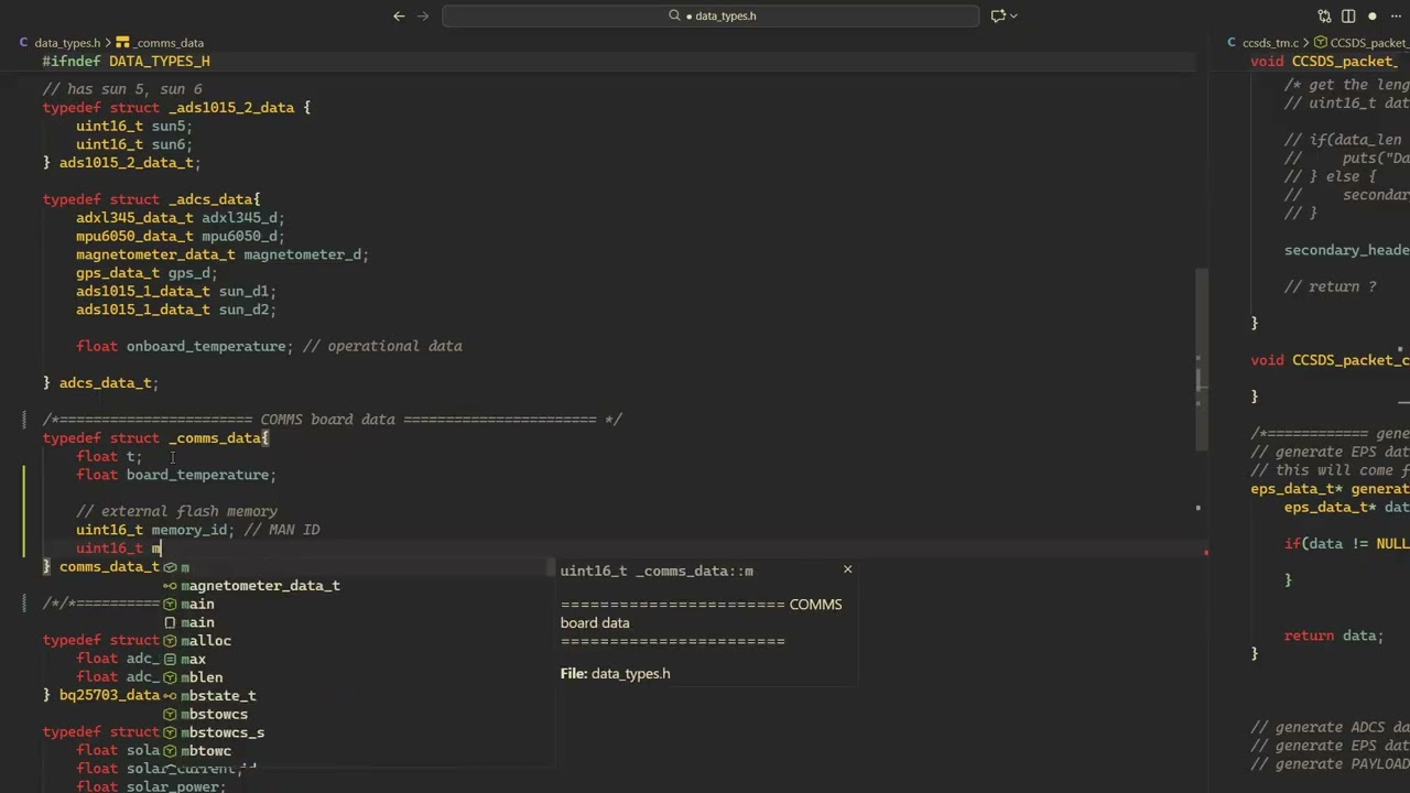 Basic implementation of  telemetry data types (part 1)