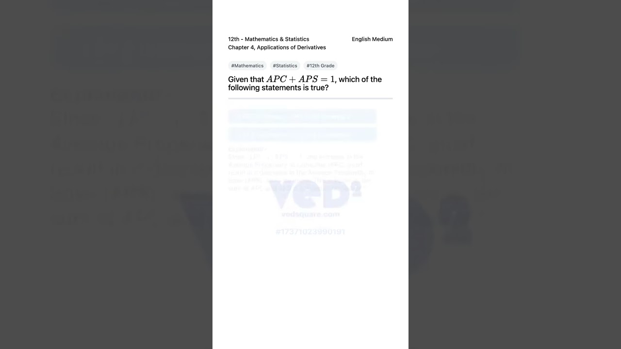 12th Math Stats Applications of Derivatives APC APS