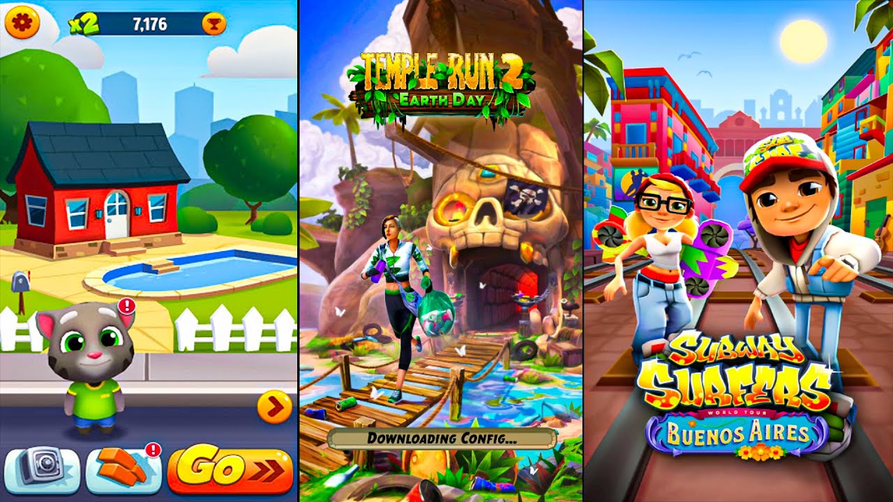 Talking Tom Gold Run vs Subway Surfers vs Temple Run 2  [1080pHD]