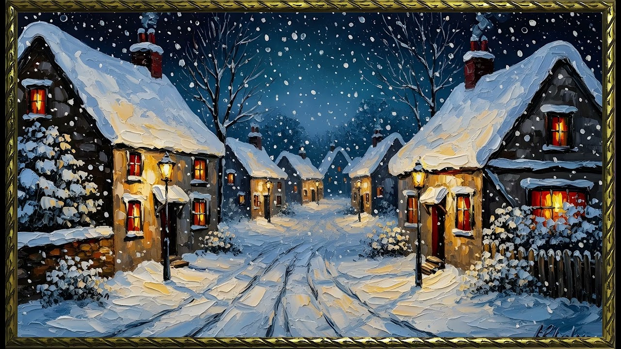 Calm Winter Field Wrapped in Soft Haze  | Gold Frame TV Art | Art Screensaver for TV | Wall Art