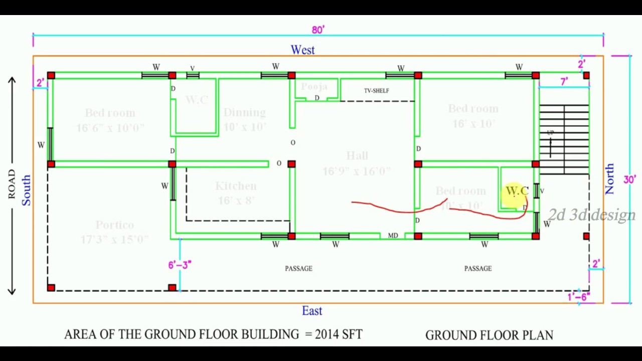 1st floor rent purpose house plan