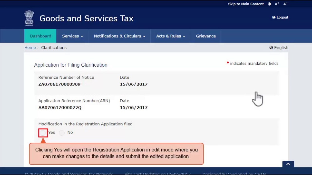 Clarification in GST