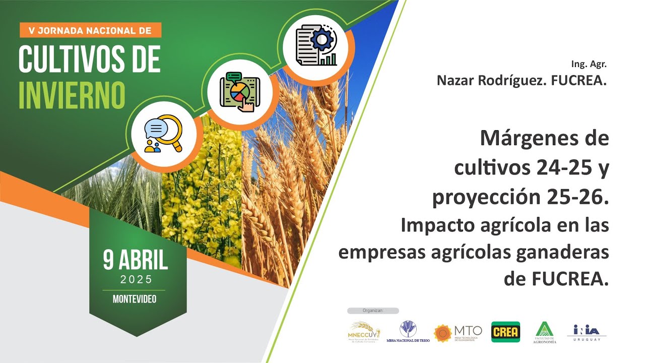 Márgenes de cultivos 24-25 y proyección 25-26. Impacto en empresas agrícolas ganaderas de FUCREA.