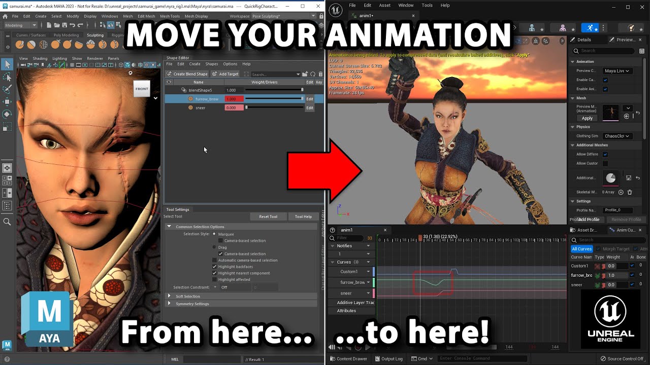 Streaming Maya animation to Unreal using Live Link