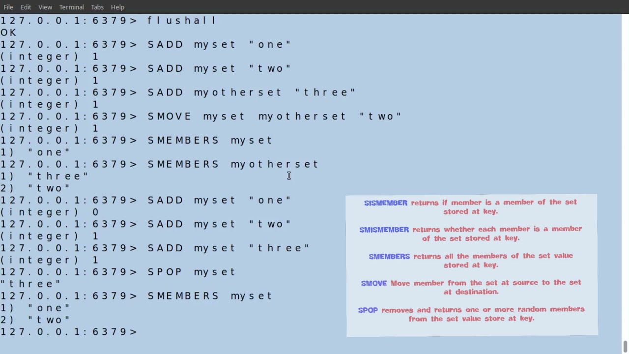 Redis CLI commands : Set commands