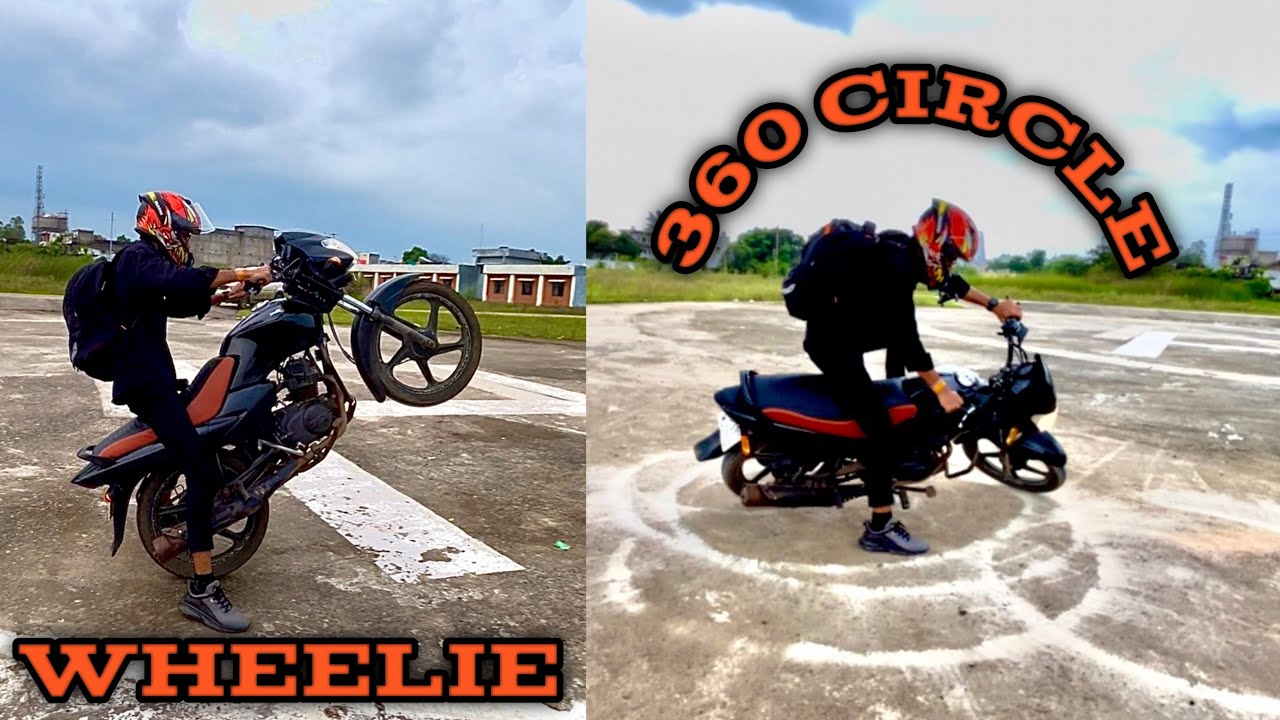Stunt On 🏍️🚀❤️‍🔥 ￼￼ Wheelie Sikh Le😎360 Circle ⭕️ 7 ￼Round💥😱