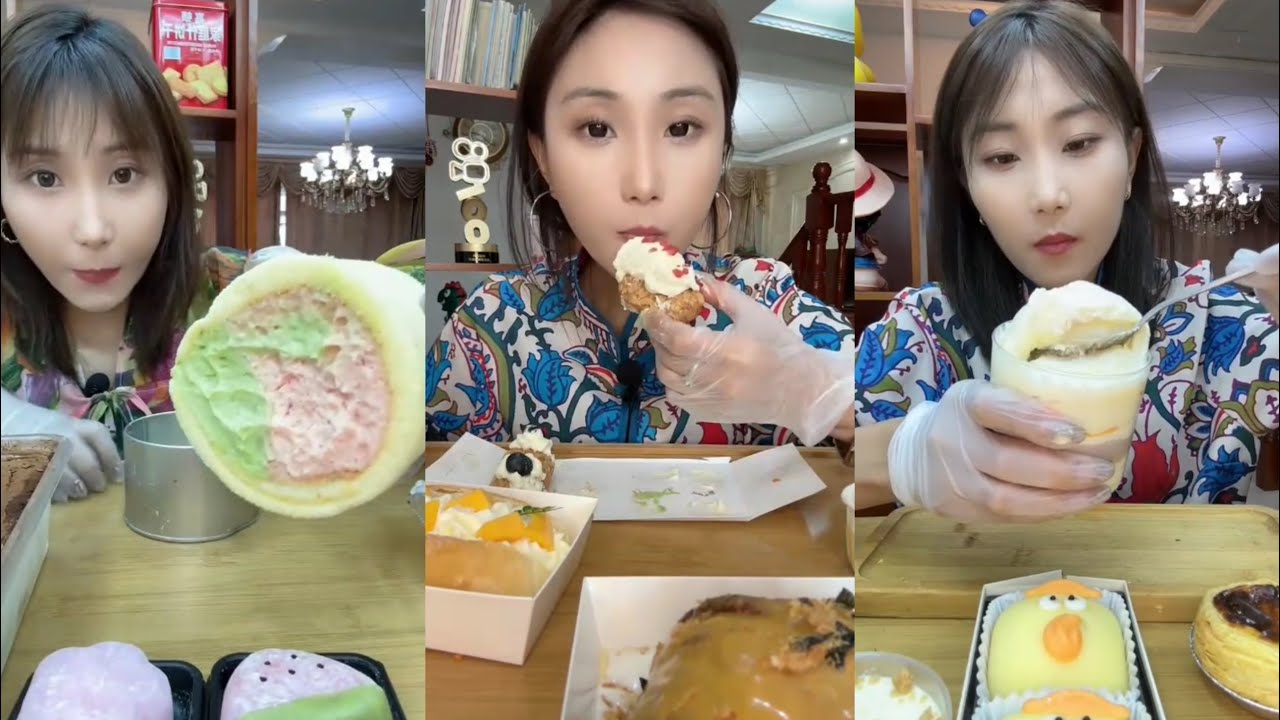Mukbang Asmr | 🍫Tiramisu,Roll Cake, 🍡Mochi,🍠Taro Crepe Cake,Egg Tart,Chocolate Puff,Cream Cake🧁