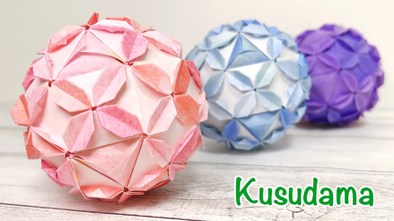 折り紙 紫陽花のくす玉を作ってみた!作り方/How to make a hydrangea kusudama.Origami.Modular origami.Unit origami.