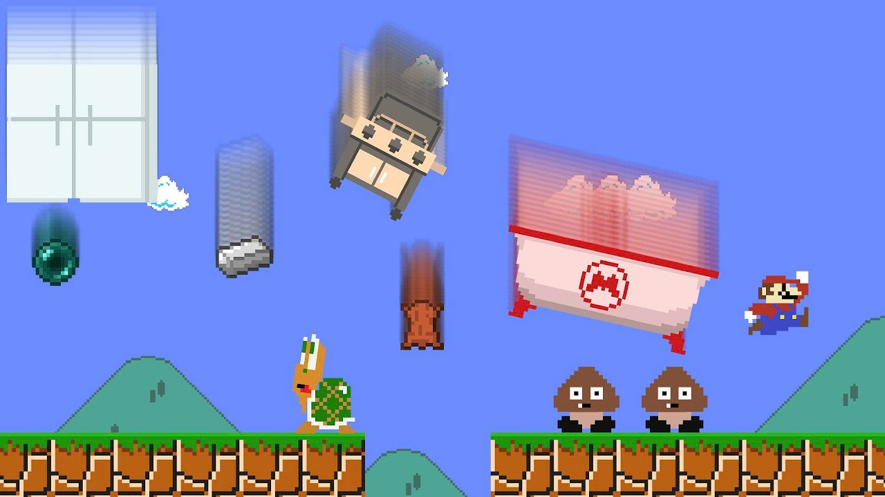 Every time Mario jumps, an object will appear from nowhere