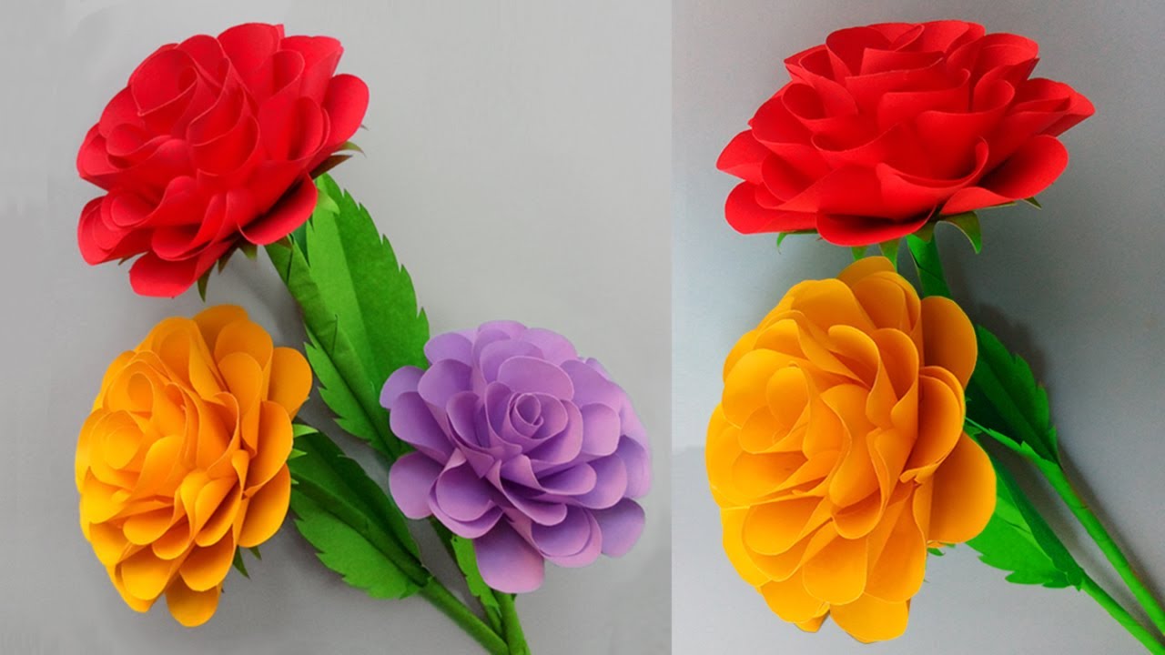 Easy and beautiful paper flower making For Home Decor | Paper Crafts