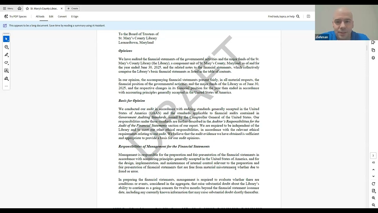 Library Board of Trustees Audit Review 10/21/2025