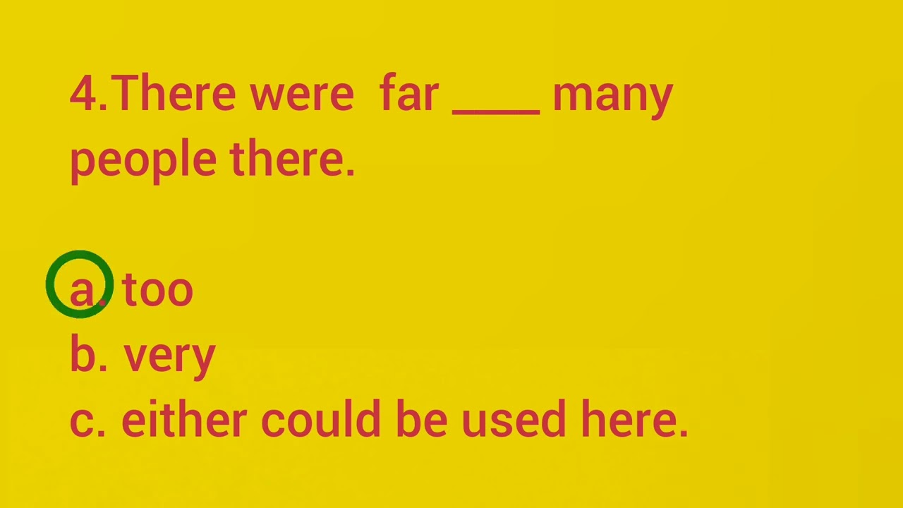 So, Too or Very Quiz || English Grammar