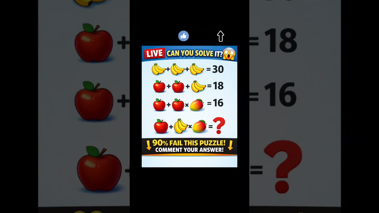 🍎 Fruit Math Puzzle Live | 90% People Fail 😱 | Comment Your Answer