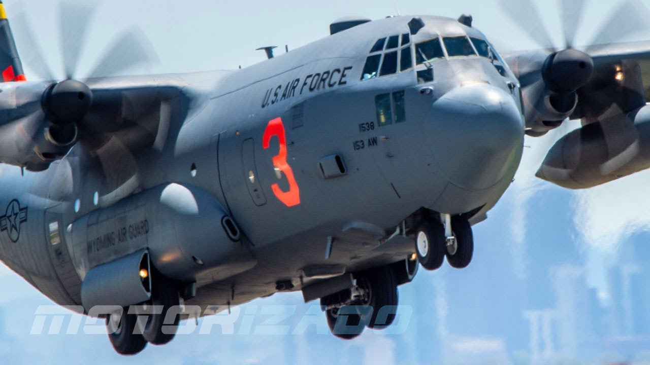C-130 Hercules Aircraft Landing and Take Off U.S. Air Force