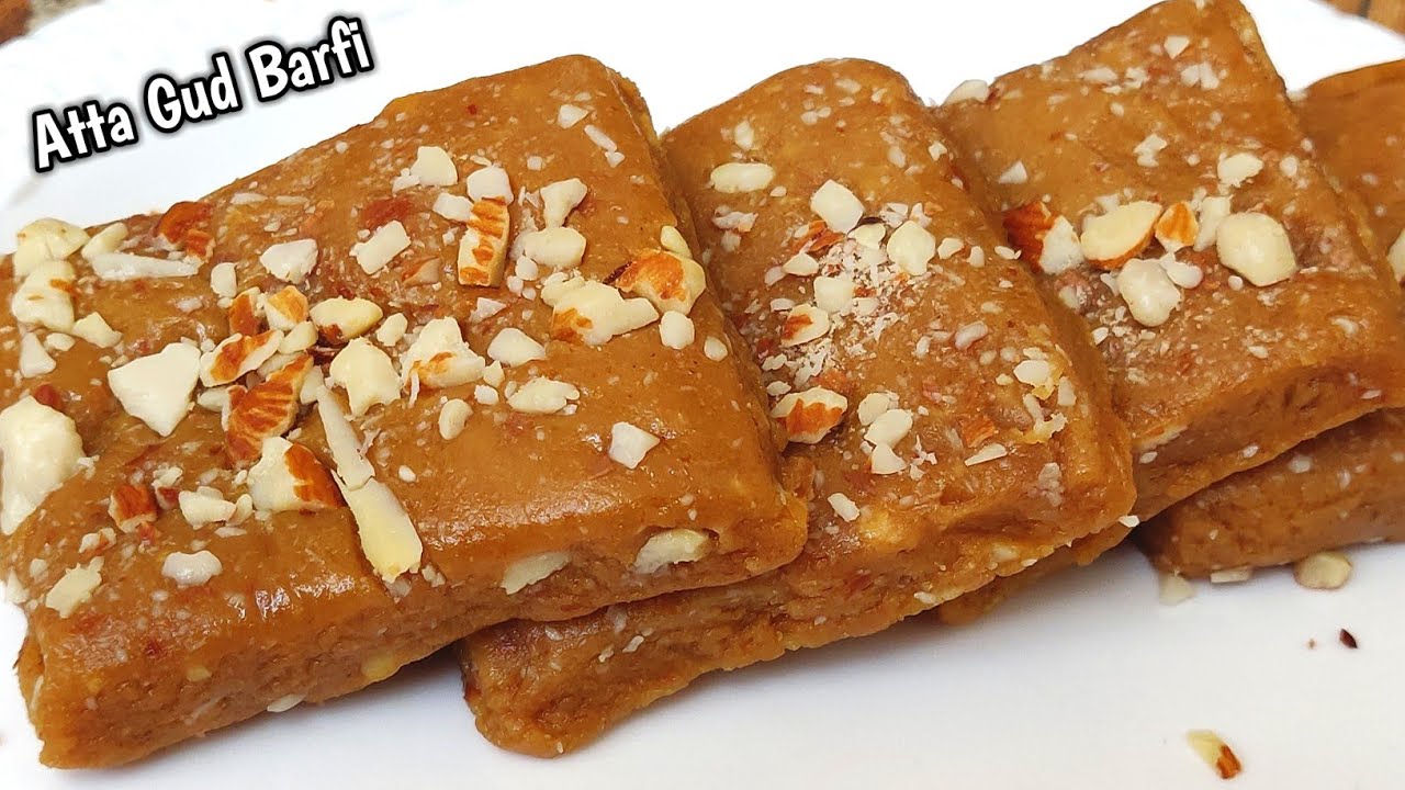 आटे और गुड़ से बनाये स्वादिष्ट बर्फी केवल 10 मिनट में Easy Diwali sweets Atta barfi