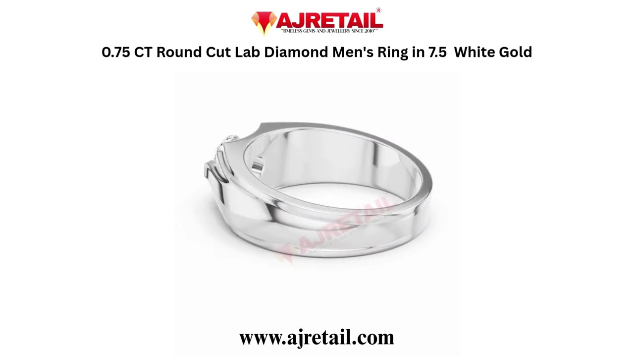 0.75 Ct Lab Diamond Men’s Ring | 14K White Gold Premium Style