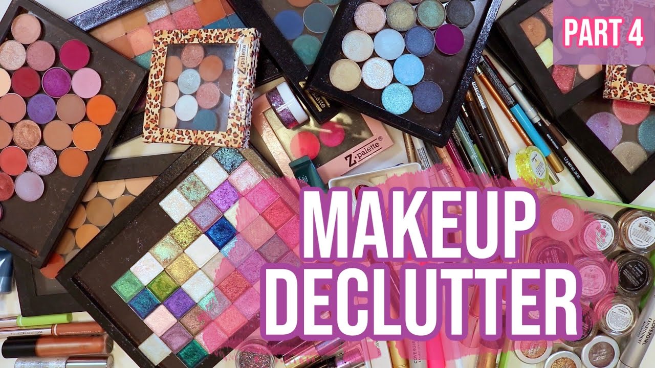 Decluttering My Entire Makeup Collection! Relaxing Declutter Series #4: Shadows, Sparkles, Liners...
