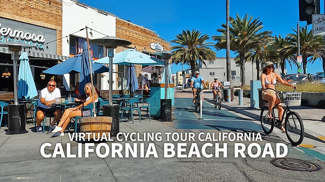 [4K] California Beach Bike Road Cycling Tour - Redondo, Hermosa & Manhattan Beach in Los Angeles