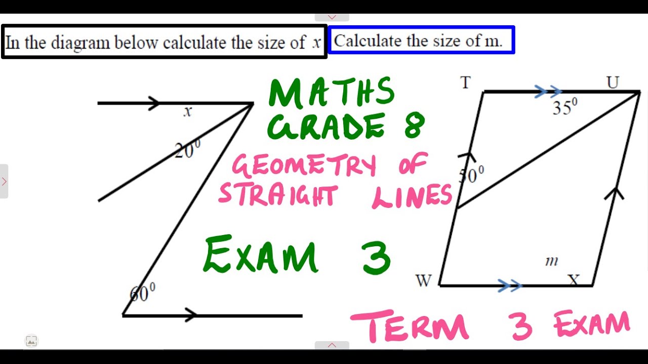 Mathematics Grade 8 Geometry Of Straight Lines Exam 3 Term 3@mathszoneafricanmotives