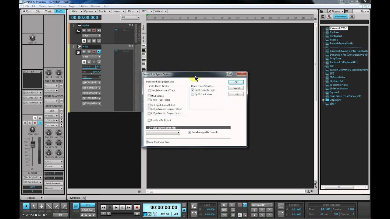 Sonar X1 MIDI for Beginners