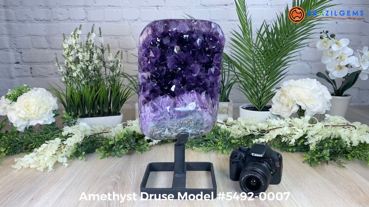 Super Quality Amethyst Druse on rotating stand, 27.03 lbs & 14.75