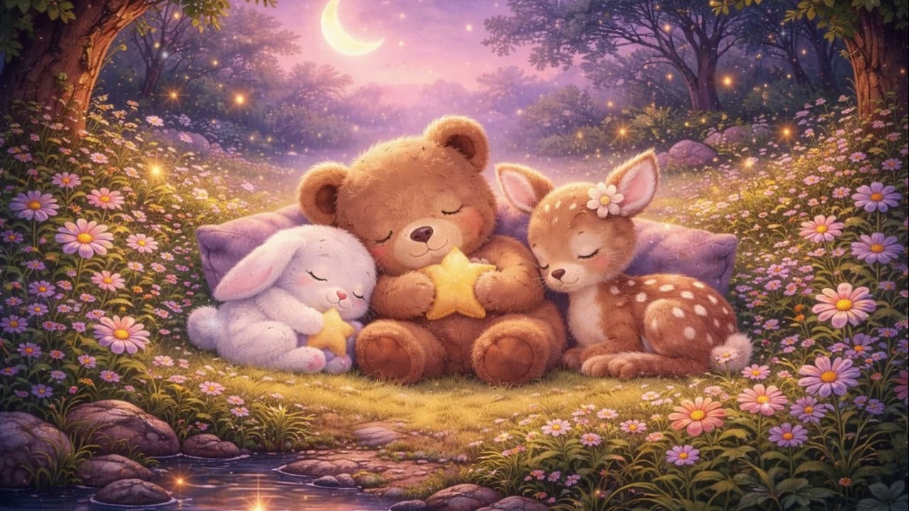 Baby Sleep Music 🌙 | Little Bear, Bunny & Deer | Calm Bedtime Lullaby