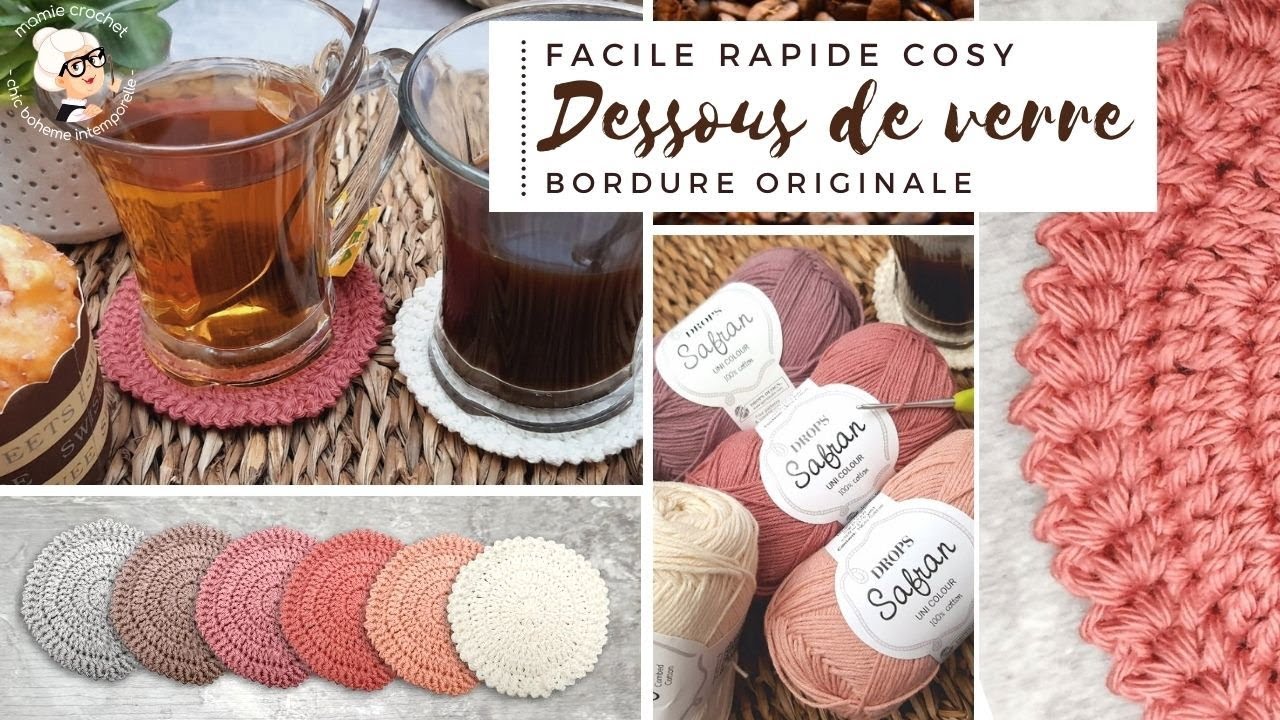 🧶 Comment faire un JOLI SET DESSOUS DE VERRES  A PETIT PRIX AU CROCHET  🧶 pas a pas   @Mamie Crochet