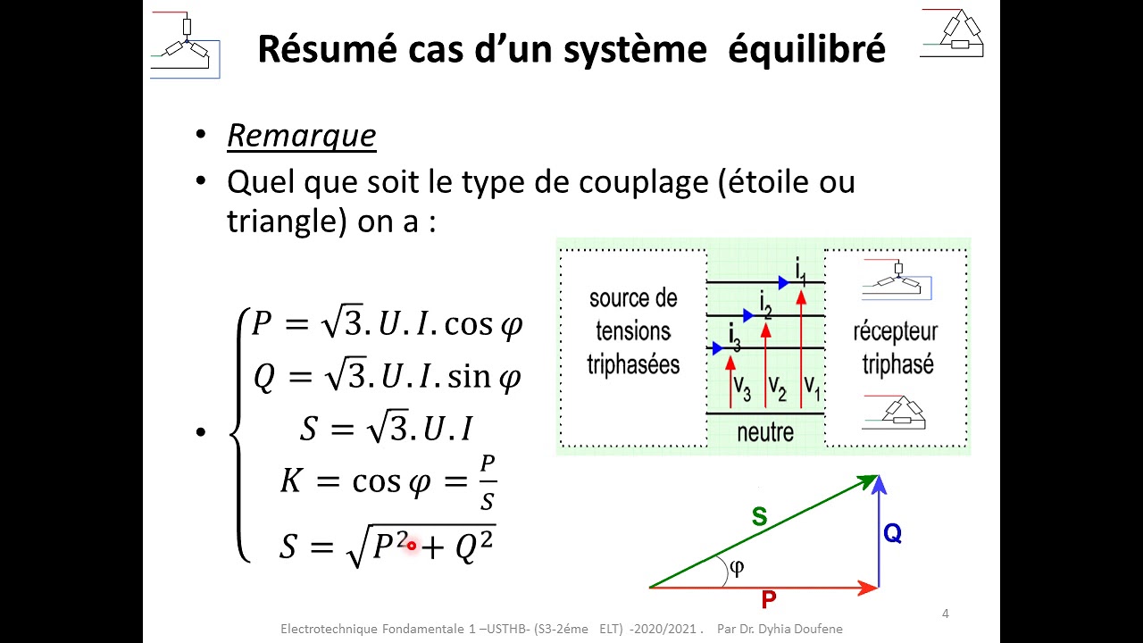 Cours 8: partie4: Chapitre 3 (puissances en triphasés)