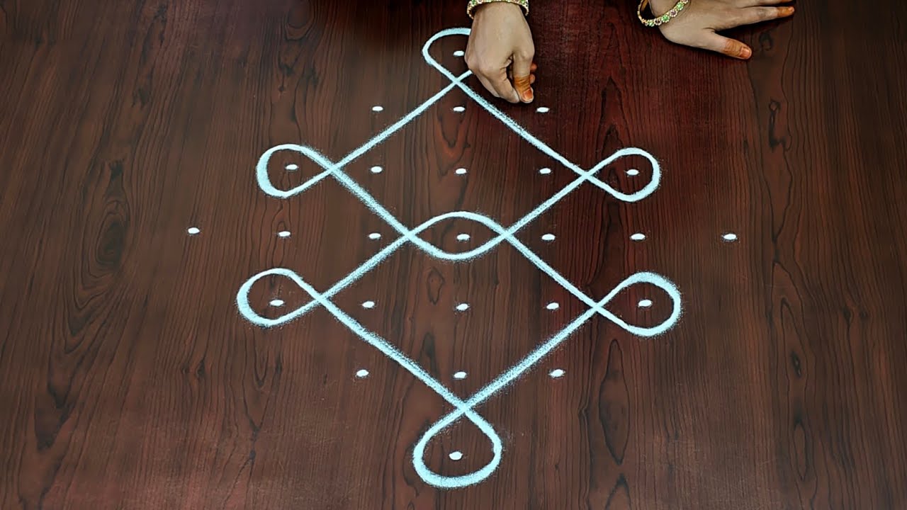 7&times;1dots melikala muggulu|easy rangoli|daily chukkala muggulu||sikku,kambhi,neli kolams|#Nice Rangoli
