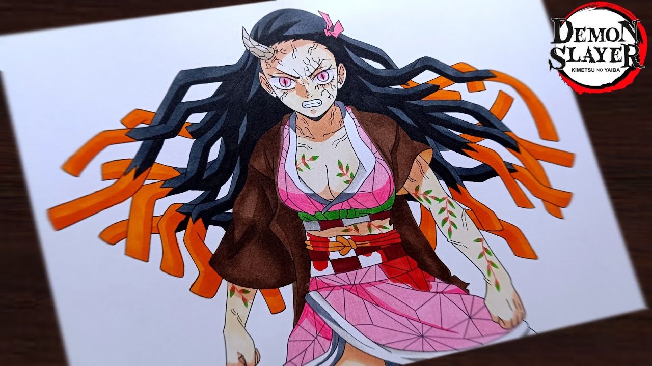 How to Draw Nezuko(Full demon form)step by step (Tutorial)for beginners||Demonslayer:kimetsu no yaba