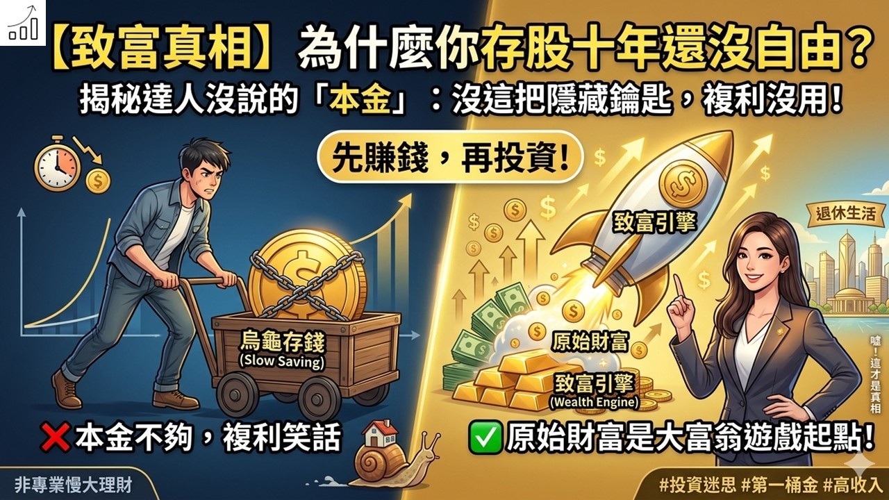 【致富真相】為什麼你存股十年還沒自由？揭秘投資達人沒說的「原始財富」：本金不夠大，複利只是笑話！那些領百萬股息的人，真的是靠投資變有錢的嗎？被大眾忽略的「原始財富」才是財務獨立的真正引擎