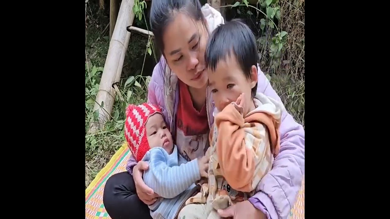 A Mother and Her Two Children Clean an Abandoned House in the Forest