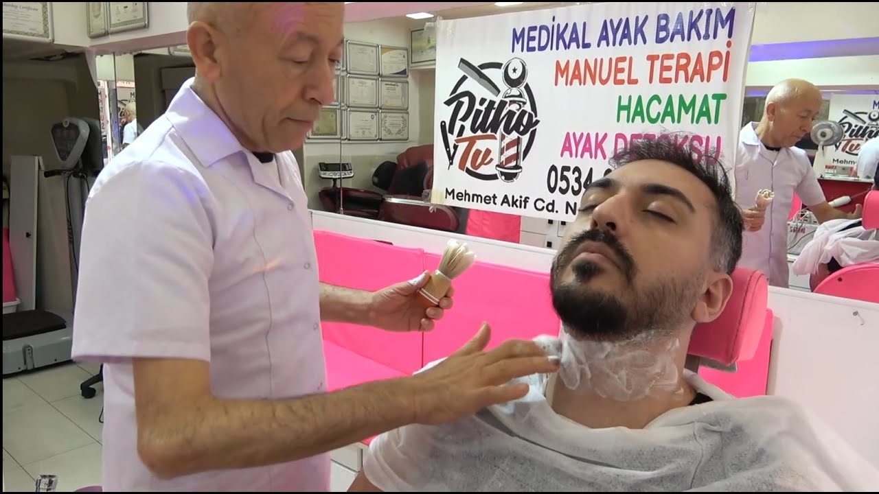 Perfect Relaxing Haircut and Razor Shave by Master Pink Barber ASMR