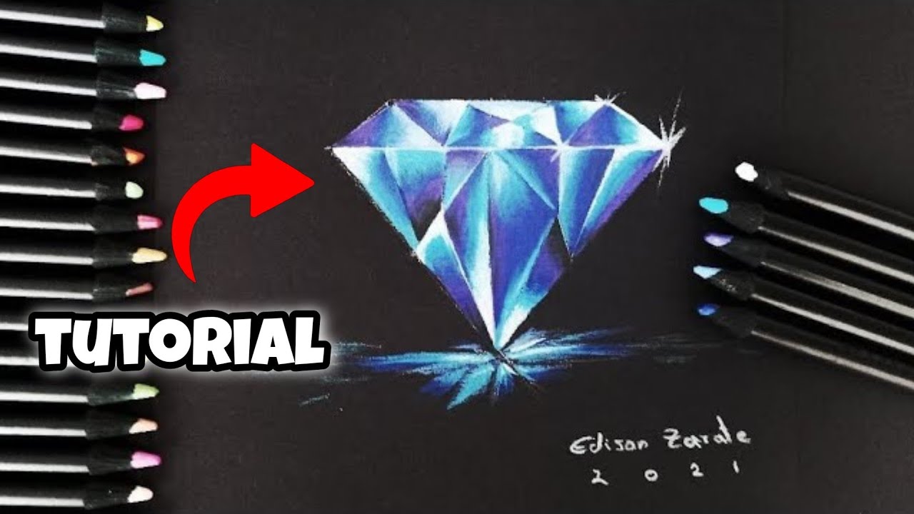Как нарисовать реалистичный АЛМАЗ шаг за шагом в 3D 💎 | САМАЯ ЛЕГКАЯ техника
