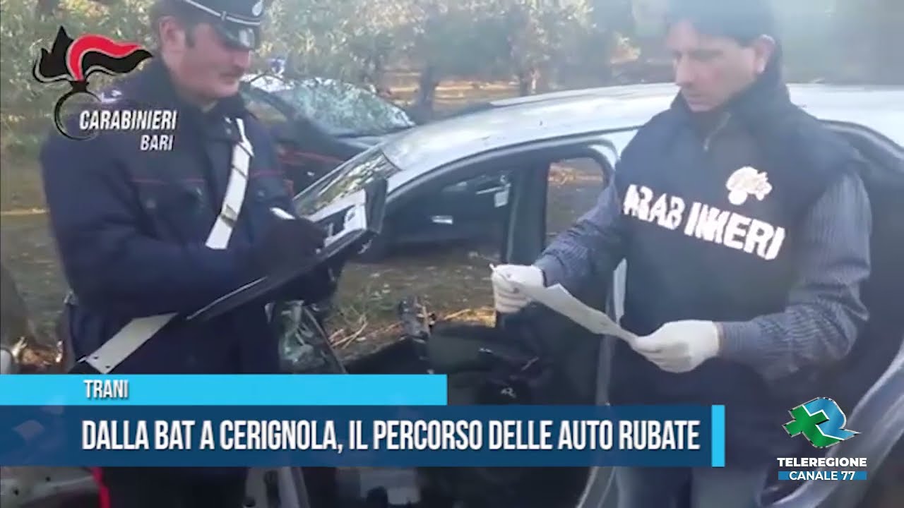 TRANI  DALLA BAT A CERIGNOLA, IL PERCORSO DELLE AUTO RUBATE  TG Teleregione 19 11 2022