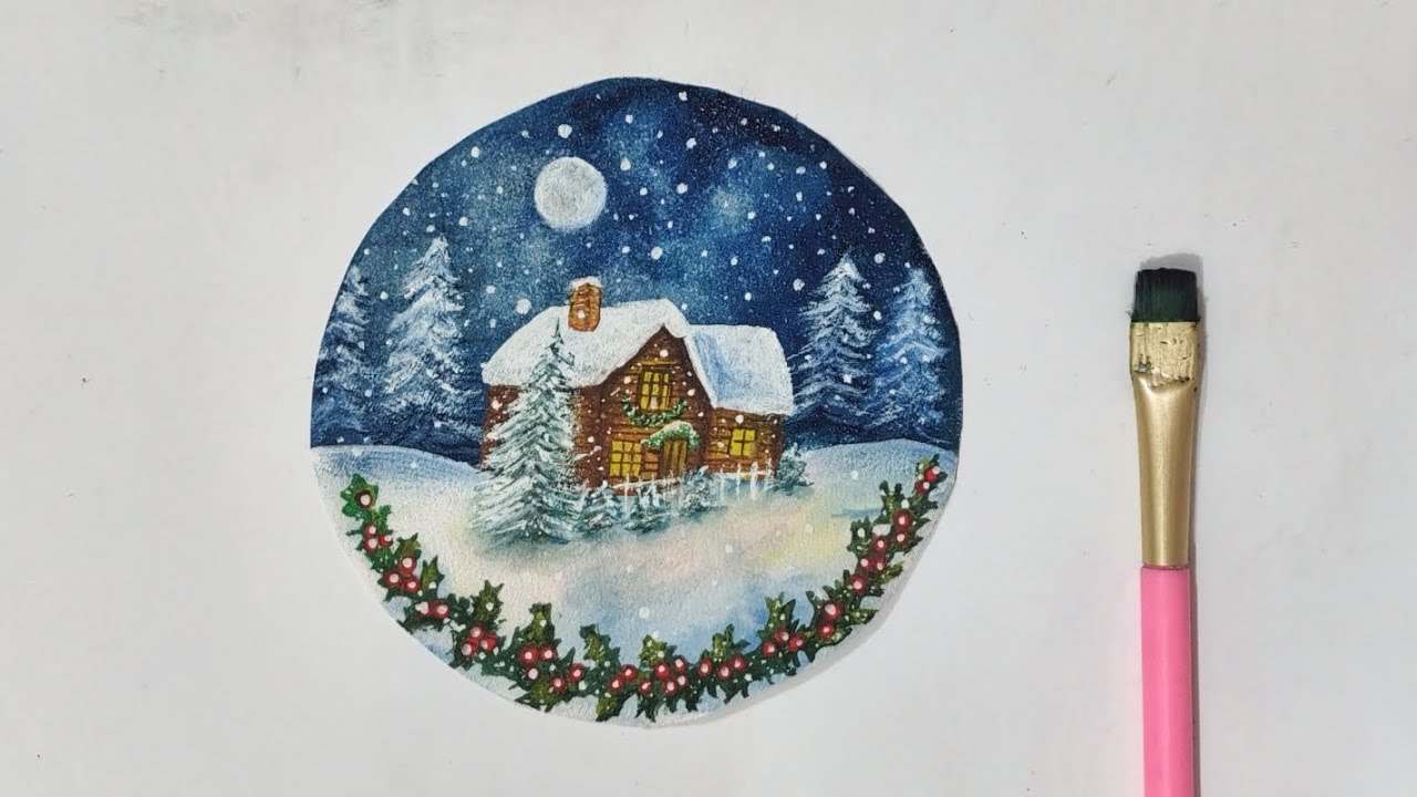 How To Paint Winter Wonderland/Acrylic Painting Tutorial/Step by Step Tutorial For Beginners 